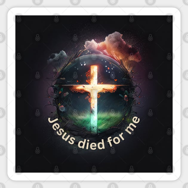 Jesus Died for Me John 3:16 V3 Sticker by Family journey with God